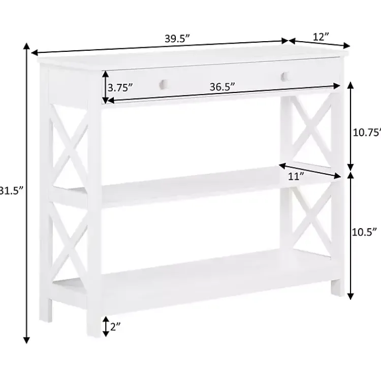 Console Tables-Kirklands Home X-Frame 2-Shelf Console Table White