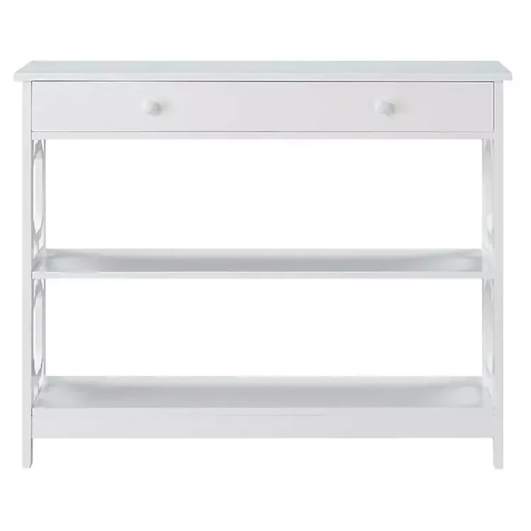 Console Tables-Kirklands Home Octagon 2-Shelf Console Table White