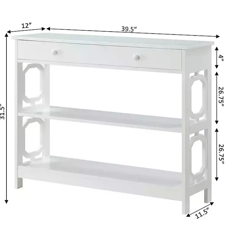 Console Tables-Kirklands Home Octagon 2-Shelf Console Table White