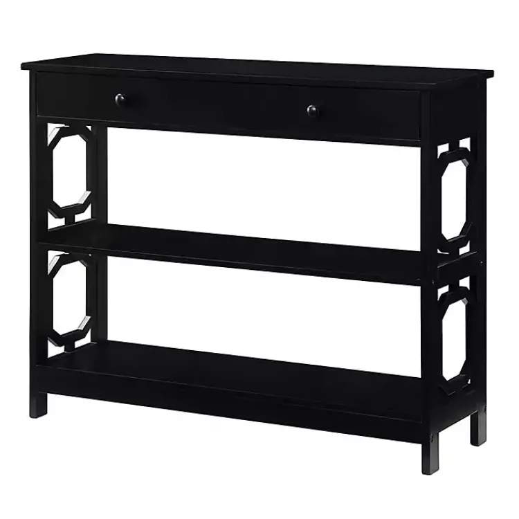 Console Tables-Kirklands Home Octagon 2-Shelf Console Table Black