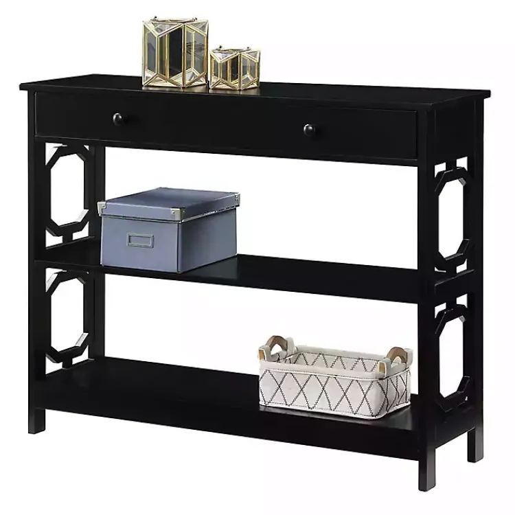 Console Tables-Kirklands Home Octagon 2-Shelf Console Table Black