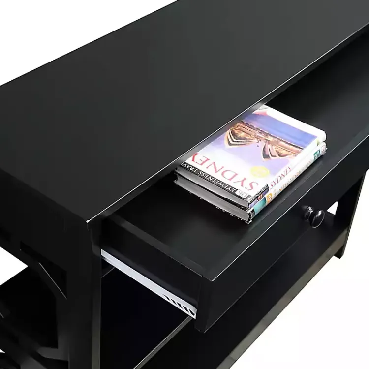 Console Tables-Kirklands Home Octagon 2-Shelf Console Table Black