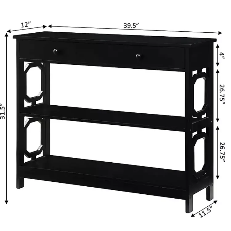 Console Tables-Kirklands Home Octagon 2-Shelf Console Table Black