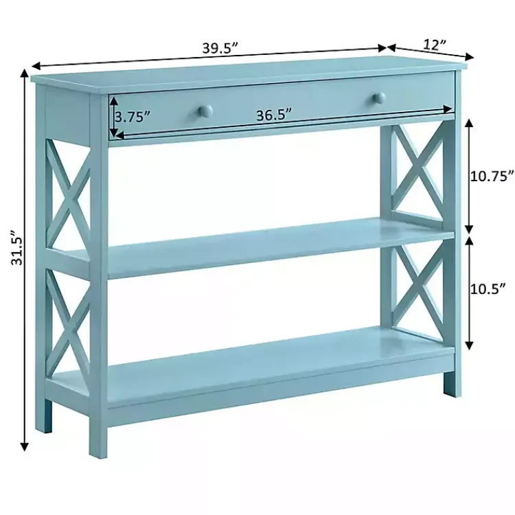 Console Tables-Kirklands Home Light X-Frame 2-Shelf Console Table Blue