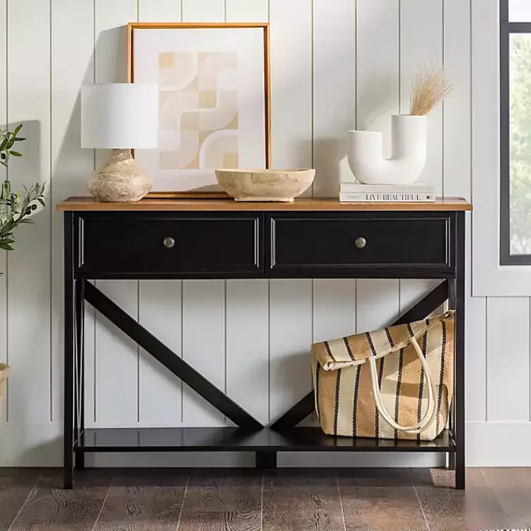 Console Tables-Kirklands Home Cara Console Table Black