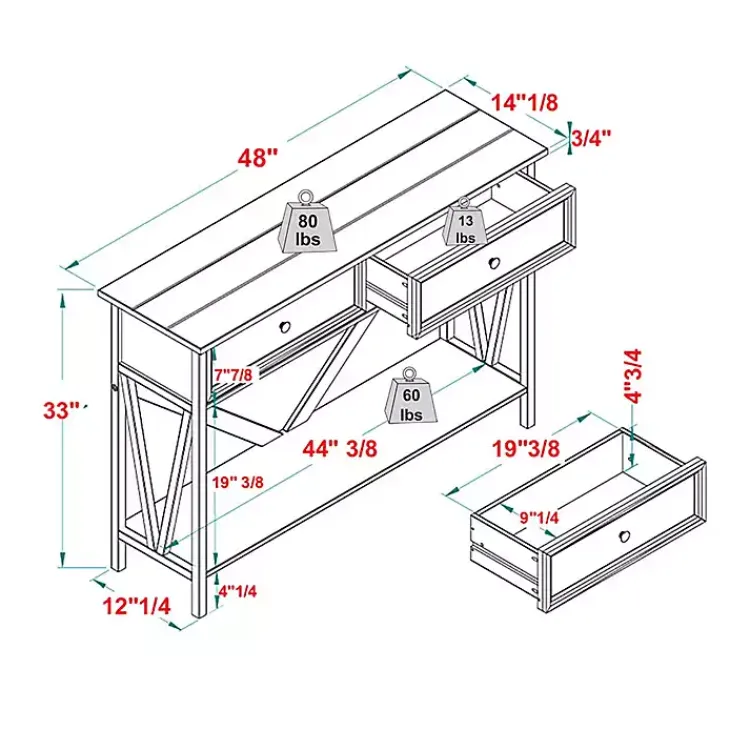 Console Tables-Kirklands Home Cara Console Table Black