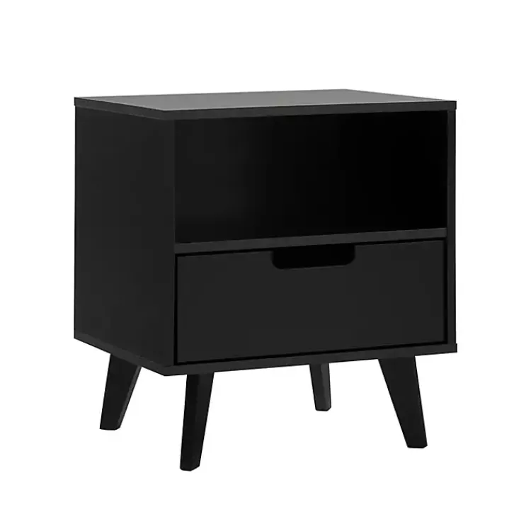 Nightstands-Kirklands Home Riviera Single Drawer Nightstand Black