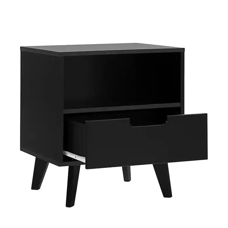 Nightstands-Kirklands Home Riviera Single Drawer Nightstand Black