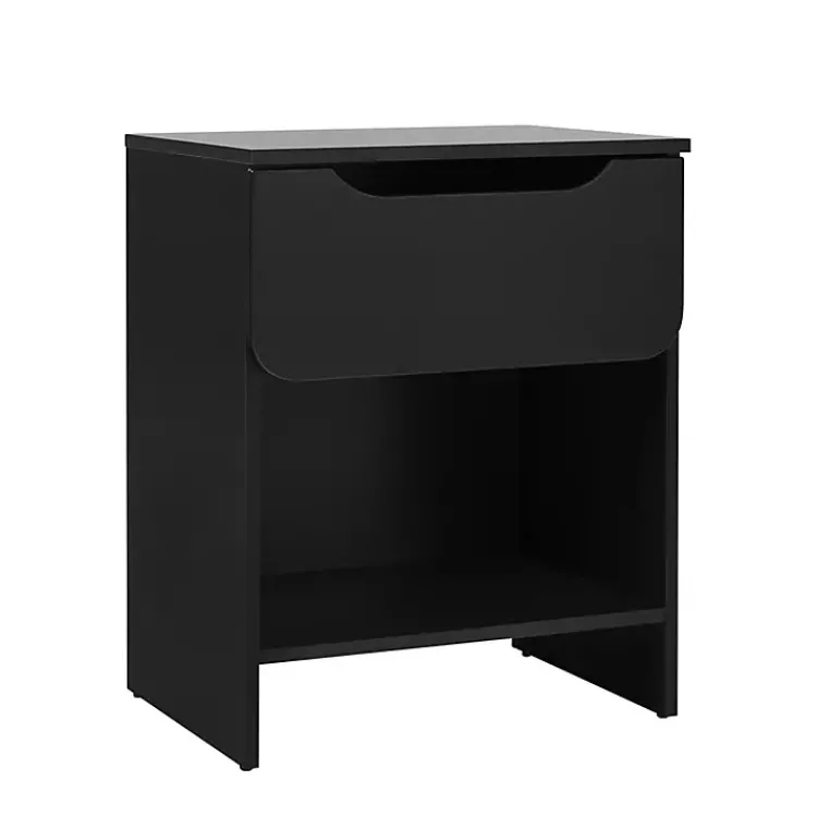 Nightstands-Kirklands Home Stanley Single Drawer Nightstand Black