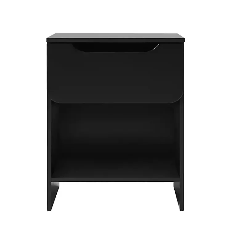 Nightstands-Kirklands Home Stanley Single Drawer Nightstand Black