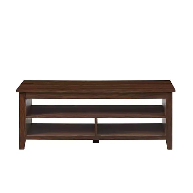 Coffee Tables-Kirklands Home Dark Walnut Grooved Side Panel Coffee Table Brown