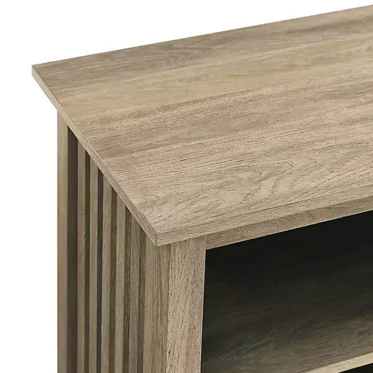 Tv Stands & Media Consoles-Kirklands Home Driftwood Slatted Sides Media Cabinet Gray