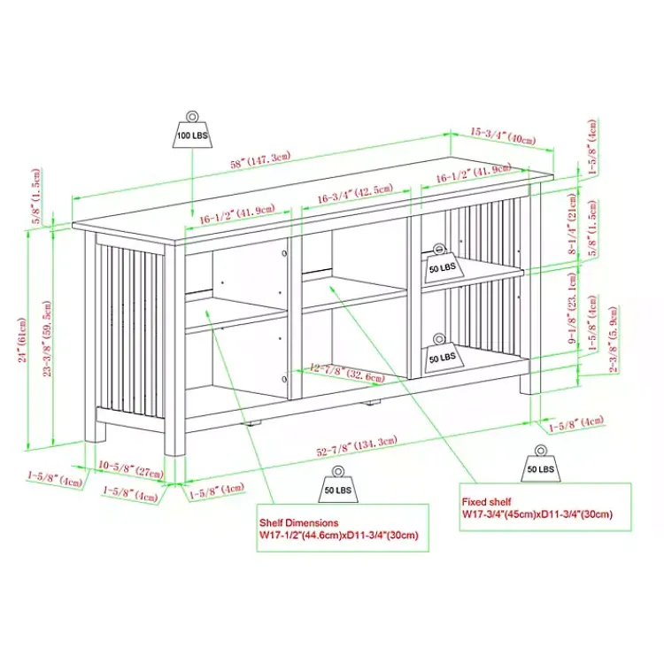 Tv Stands & Media Consoles-Kirklands Home Rustic Oak Wood Slatted Sides Media Cabinet Brown