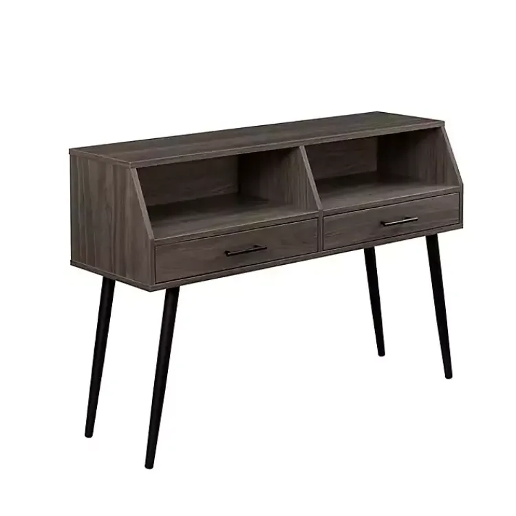 Console Tables-Kirklands Home Slate 2-Drawer Henry Console Table Gray