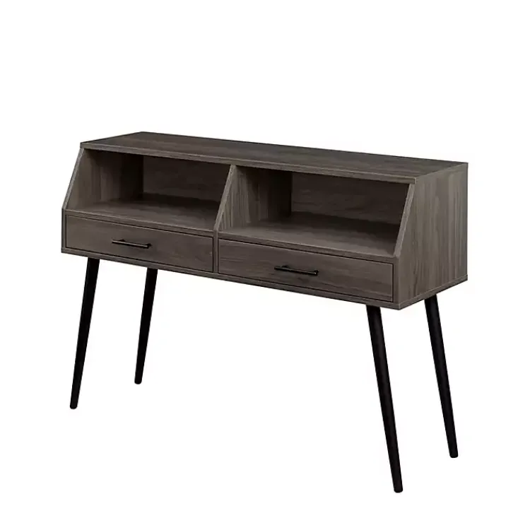 Console Tables-Kirklands Home Slate 2-Drawer Henry Console Table Gray