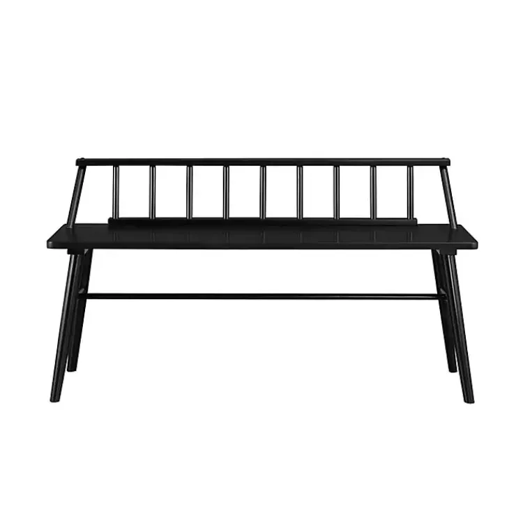 Benches & Ottomans-Kirklands Home Wood Low Back Spindle Bench Black