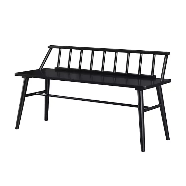 Benches & Ottomans-Kirklands Home Wood Low Back Spindle Bench Black