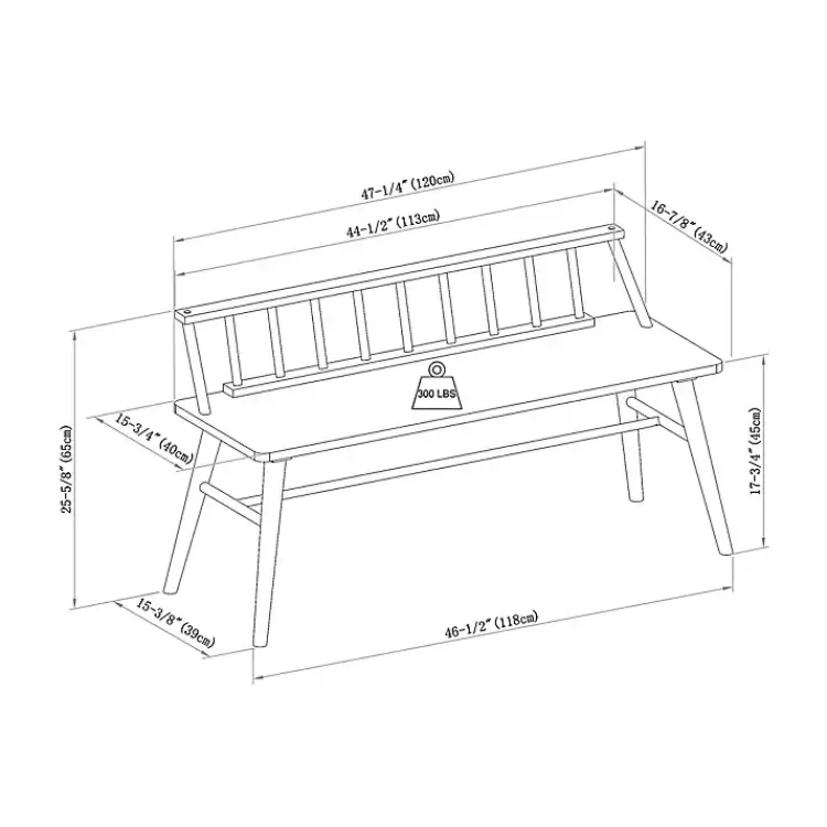 Benches & Ottomans-Kirklands Home Wood Low Back Spindle Bench Black
