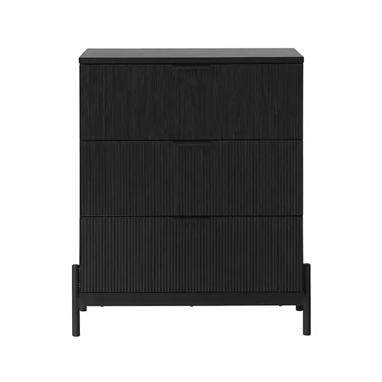 Dressers & Chests-Kirklands Home Reeded 3-Drawer Dresser Black