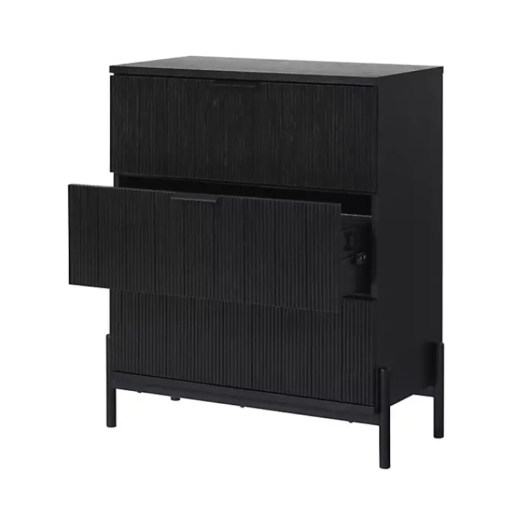 Dressers & Chests-Kirklands Home Reeded 3-Drawer Dresser Black