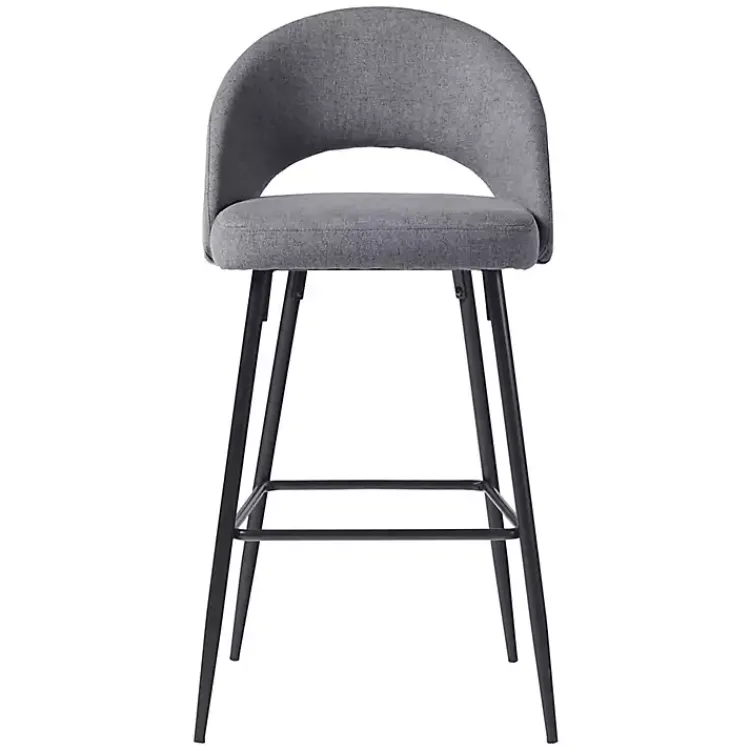 Bar Stools & Counter Height Stools-Kirklands Home Charcoal Upholstered Charli Bar Stools, Set of 2 Gray