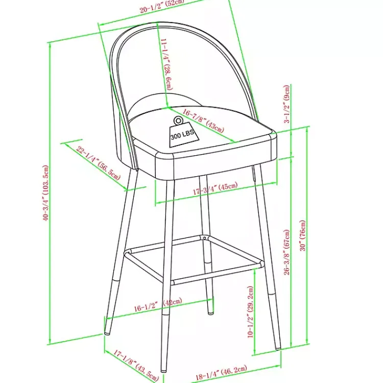Bar Stools & Counter Height Stools-Kirklands Home Charcoal Upholstered Charli Bar Stools, Set of 2 Gray