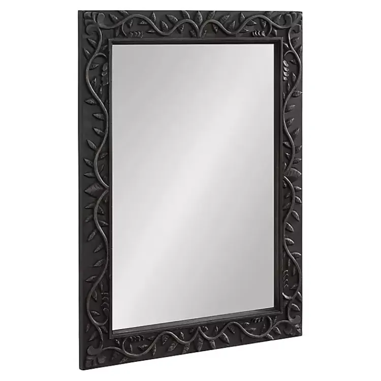 Decorative Mirrors-Kirklands Home Wood Ornate Carved Wall Mirror Black