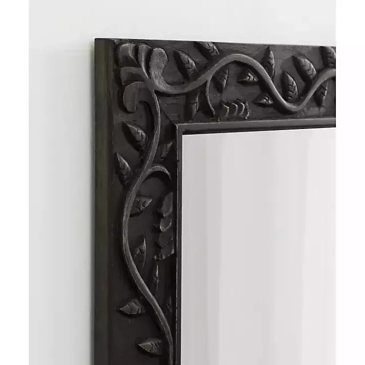 Decorative Mirrors-Kirklands Home Wood Ornate Carved Wall Mirror Black