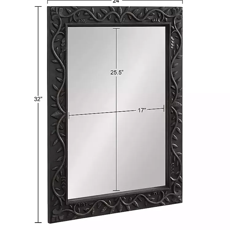 Decorative Mirrors-Kirklands Home Wood Ornate Carved Wall Mirror Black