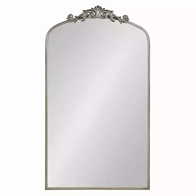 Decorative Mirrors-Kirklands Home Silver Metal Arch Ornate Crown Wall Mirror
