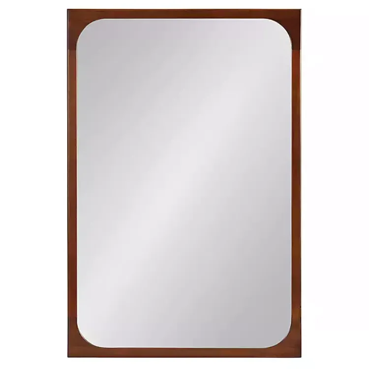 Decorative Mirrors-Kirklands Home Warm Walnut Rounded Rectangle Wall Mirror