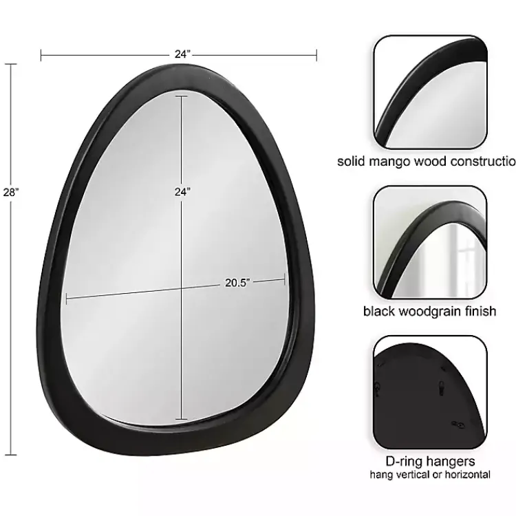 Decorative Mirrors-Kirklands Home Satin Black Asymmetrical Wall Mirror