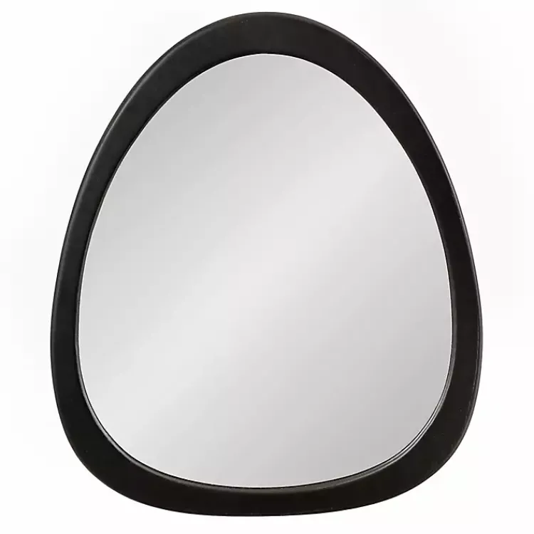 Decorative Mirrors-Kirklands Home Satin Black Asymmetrical Wall Mirror