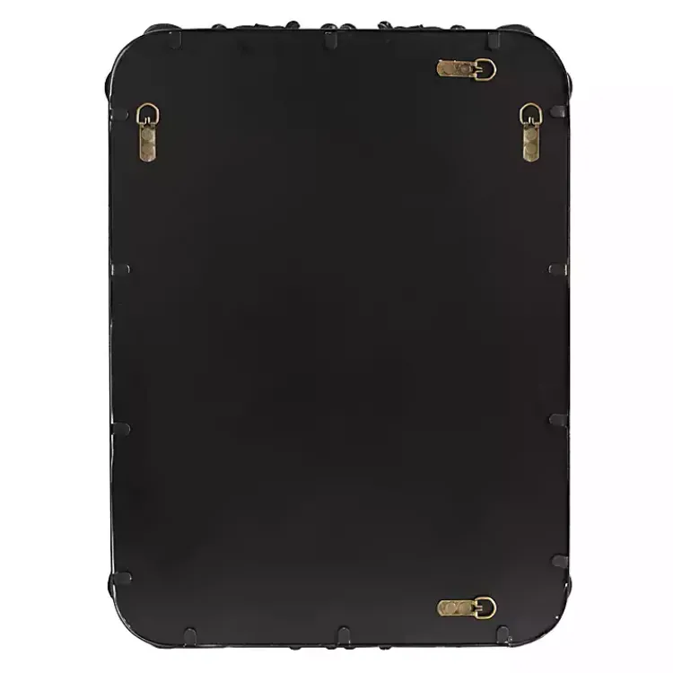 Decorative Mirrors-Kirklands Home Black Metal Ornamental Wall Mirror