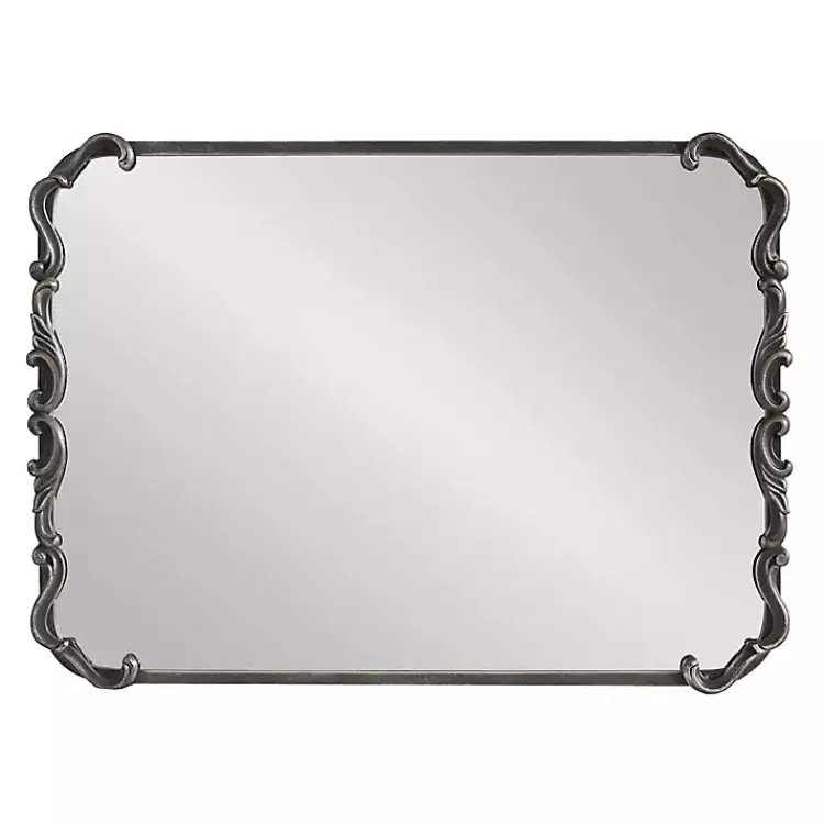 Decorative Mirrors-Kirklands Home Black Metal Ornamental Wall Mirror