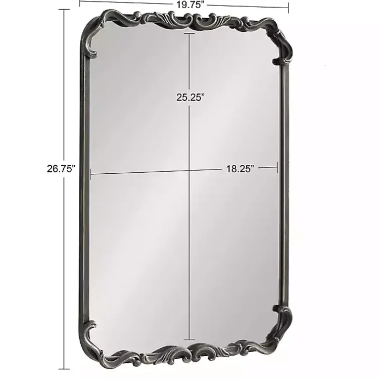 Decorative Mirrors-Kirklands Home Black Metal Ornamental Wall Mirror