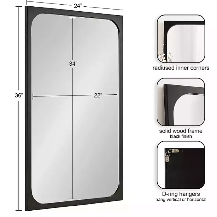 Decorative Mirrors-Kirklands Home Rounded Rectangle Wall Mirror Black