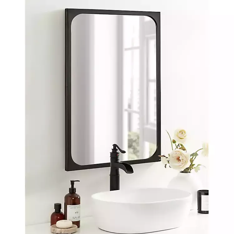Decorative Mirrors-Kirklands Home Rounded Rectangle Wall Mirror Black