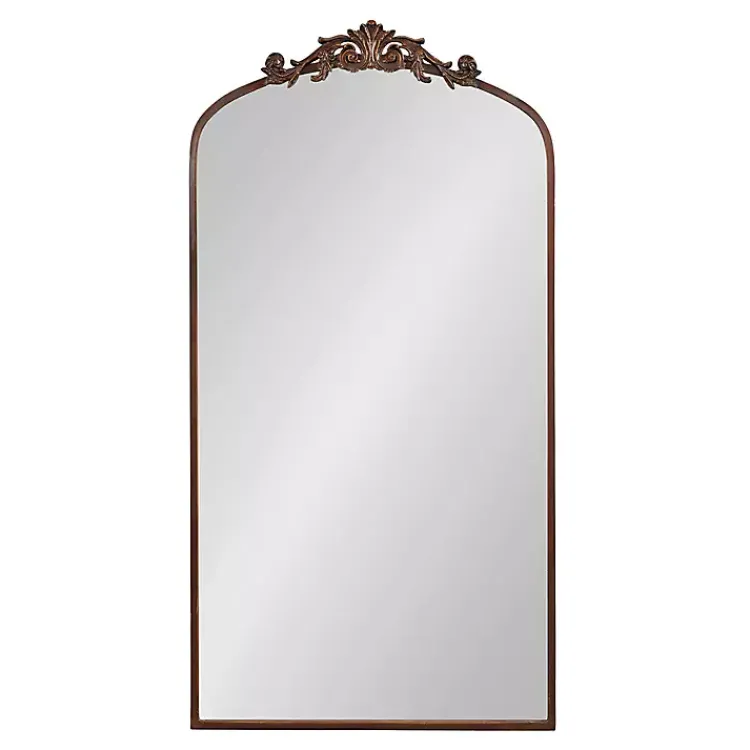 Decorative Mirrors-Kirklands Home Bronze Metal Arch Ornate Crown Wall Mirror Brown
