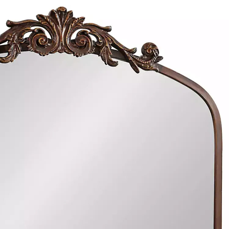 Decorative Mirrors-Kirklands Home Bronze Metal Arch Ornate Crown Wall Mirror Brown