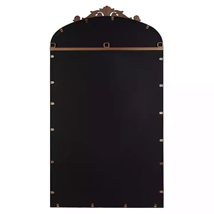 Decorative Mirrors-Kirklands Home Bronze Metal Arch Ornate Crown Wall Mirror Brown