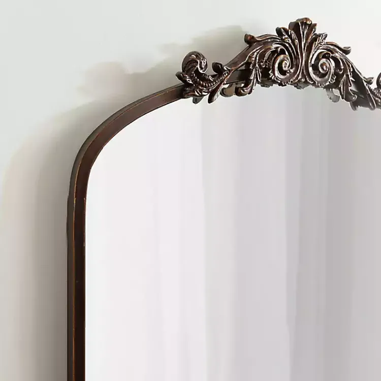 Decorative Mirrors-Kirklands Home Bronze Metal Arch Ornate Crown Wall Mirror Brown