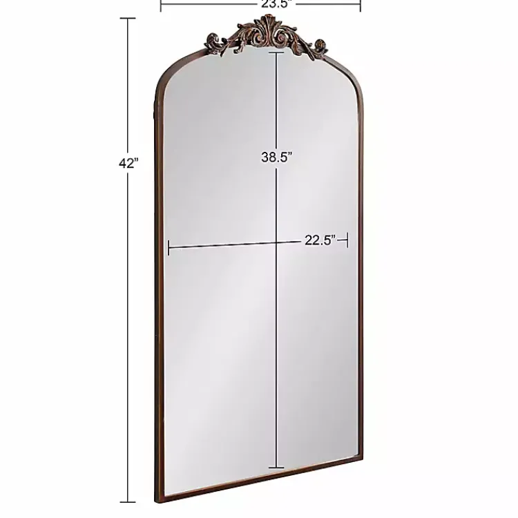 Decorative Mirrors-Kirklands Home Bronze Metal Arch Ornate Crown Wall Mirror Brown