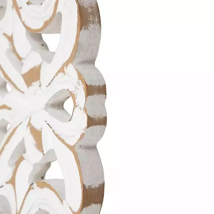 Wall Plaques-Kirklands Home Antique Damask Round Wall Plaque White