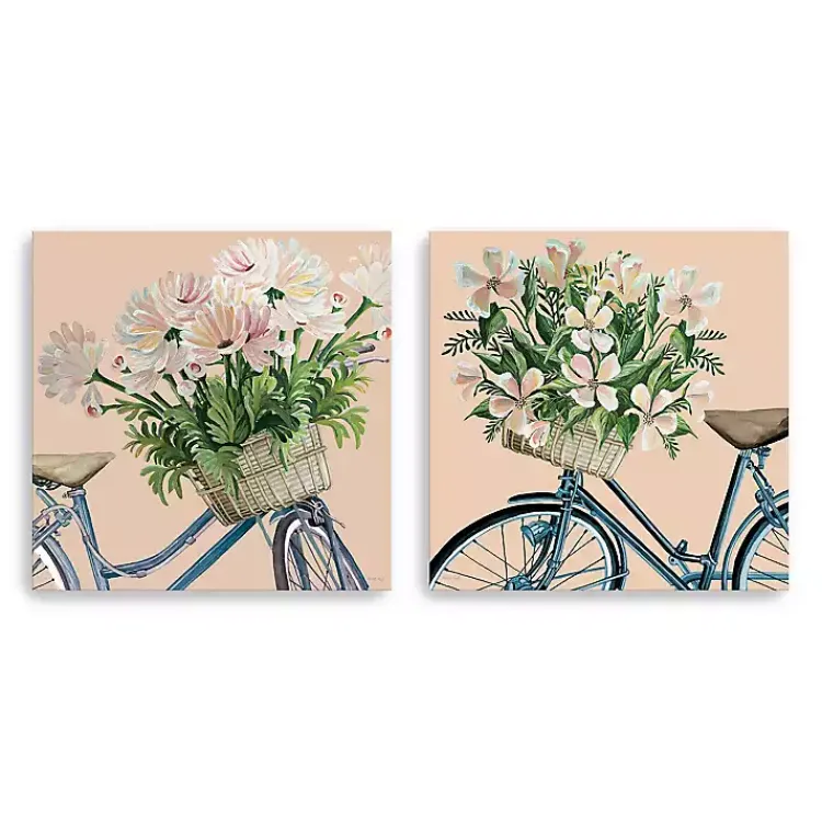 Canvas Art-Kirklands Home Floral Bikes Canvas Art Prints, Set of 2
