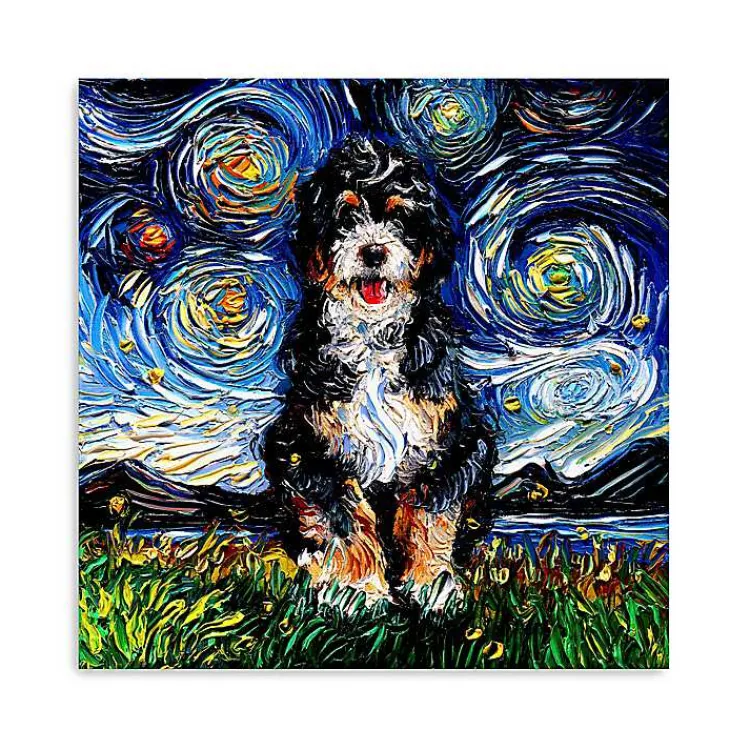 Canvas Art-Kirklands Home Aja Trier Bernadoodle Starry Night Canvas Print
