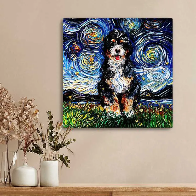 Canvas Art-Kirklands Home Aja Trier Bernadoodle Starry Night Canvas Print