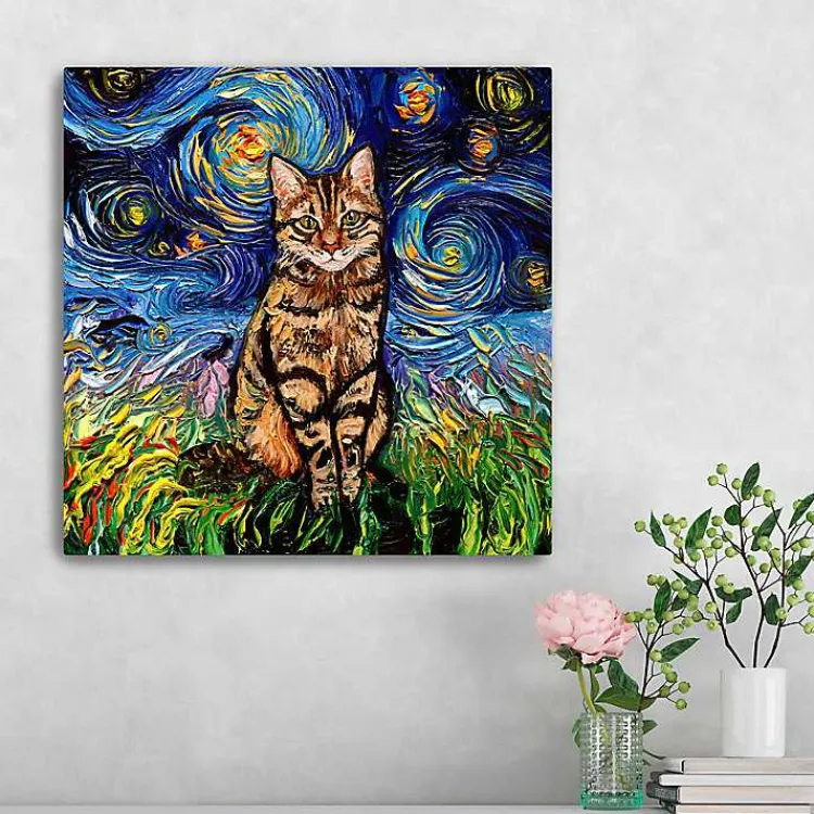 Canvas Art-Kirklands Home Aja Trier Brown Tabby Starry Night Canvas Print