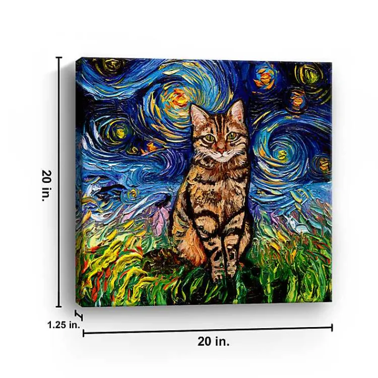 Canvas Art-Kirklands Home Aja Trier Brown Tabby Starry Night Canvas Print