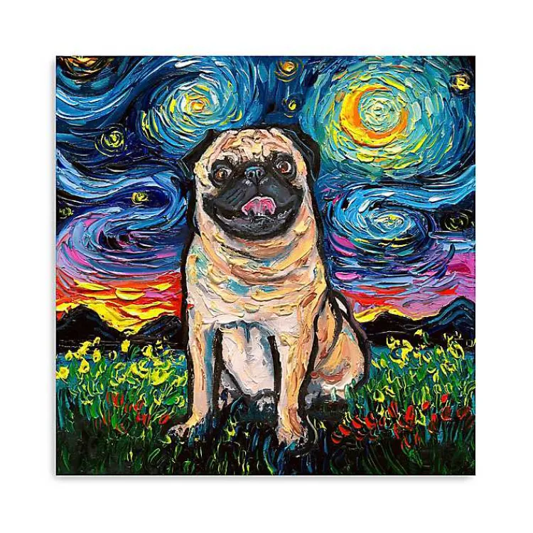Canvas Art-Kirklands Home Aja Trier Pug Starry Night Canvas Art Print